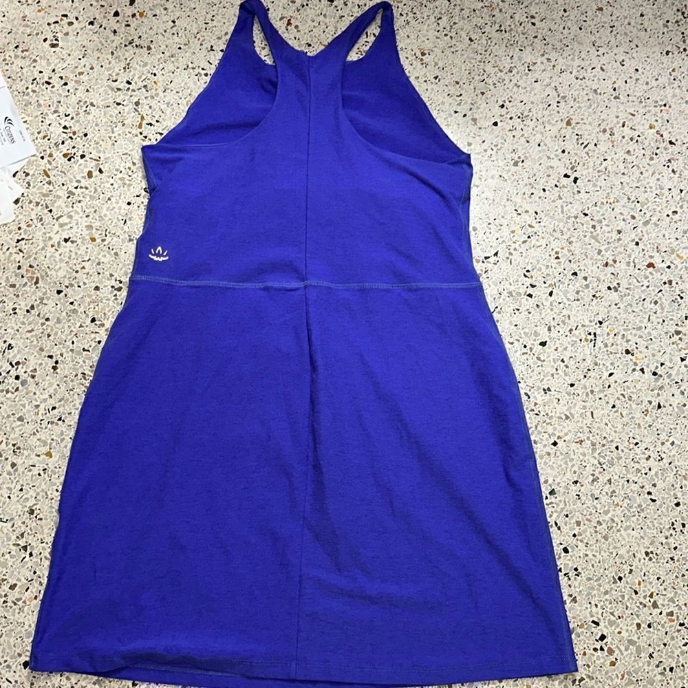 Beyond Yoga blue purple racerback dress mini built in bra XL
